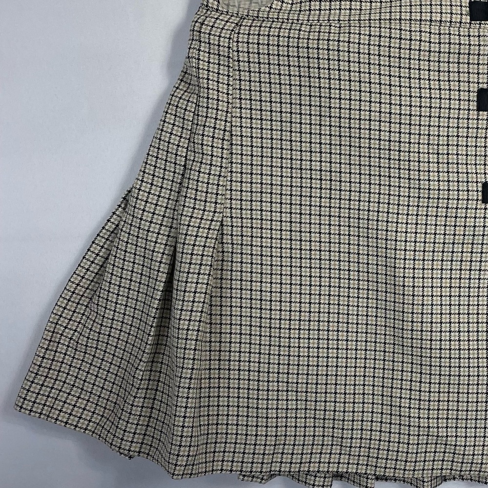 MGR Plaid Mini Skirt 3 Ivory Pleat Schoolgirl Harajuku Prep Grunge Academia - Picture 3 of 13